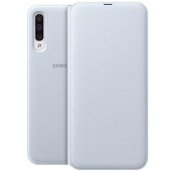 Samsung Galaxy A50 Leder Wallet Cover Tasche Weiss (EF-WA505PWEGWW)