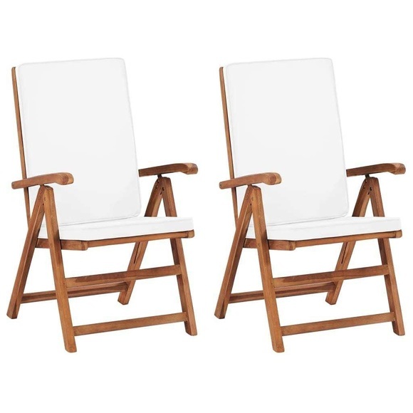 vidaXL Garten-Liegestühle 2 Stk. mit Auflagen Massivholz Teak