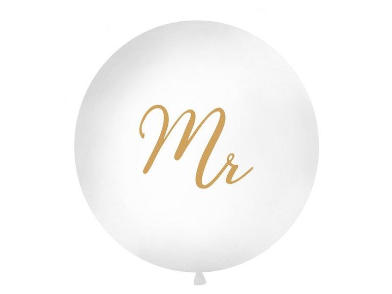 Partydeco Luftballon Mr Ø 1 m, Gold/Weiss