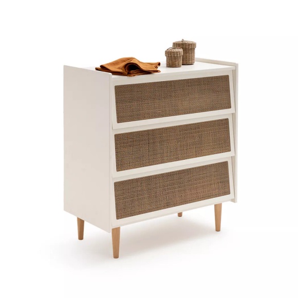 Kommode Taga Mit 3 Rattanschubladen Unisex Weiss ONE SIZE