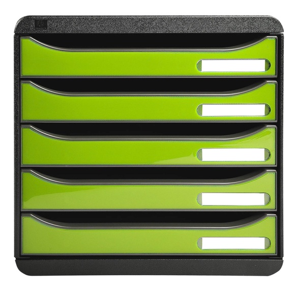Exacompta Schubladenbox Big-Box Plus Polystyrol Schwarz, Lemongrün 27,8 x 34,7 x 27,1 cm