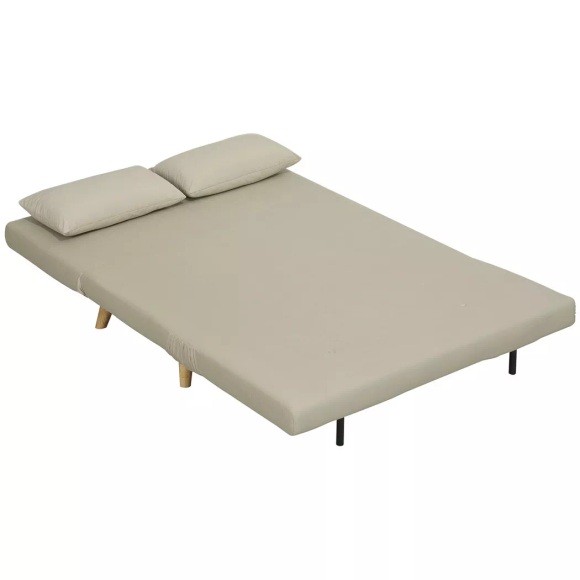 Northio - Schlafsofa Sofa mit Schlaffunktion 130 X 78 cm Couch Lendenkissen, Samtoptik, Verstellbarer Rückenlehne für Wohnzimmer, Schlafzimmer, Beige Aosom, One Size