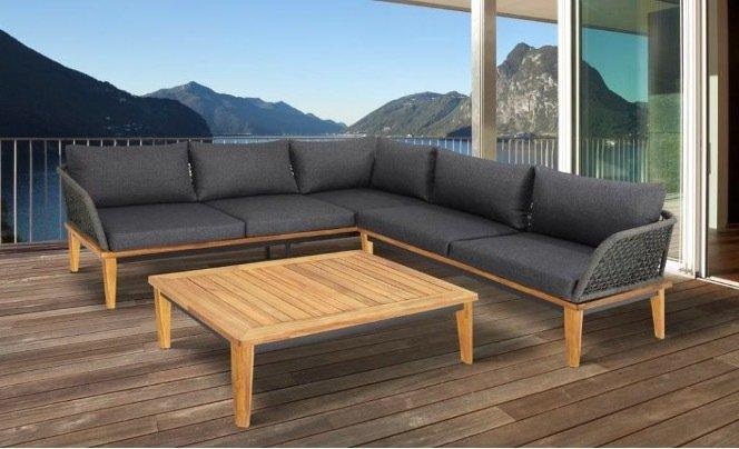 Gartenlounge gross Locarno anthrazit - Akazie natur