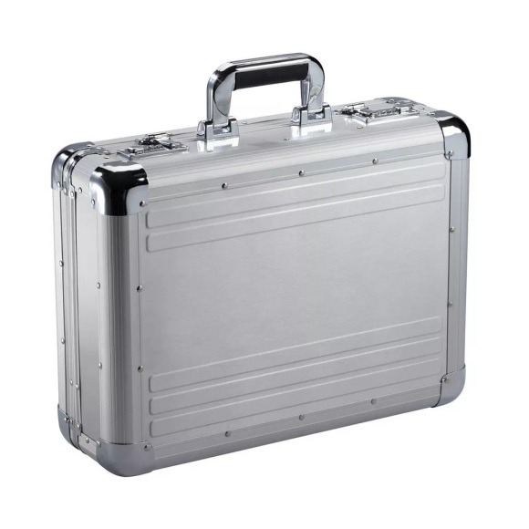 Dermata Lederwaren Aktenkoffer 45cm aus Aluminium in Silber