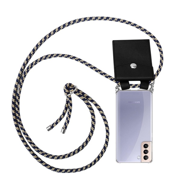 Handy Kette für Samsung Galaxy S21 PLUS Silikon mit Silbernen Ringen