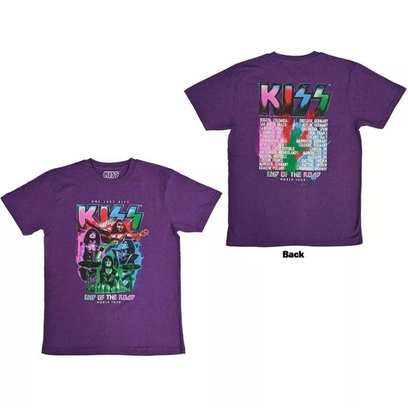 KISS - End Of The Road TShirt Rückseitiger Aufdruck, für Herren, Lila, Größe S