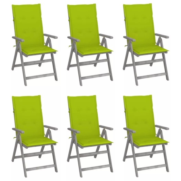vidaXL Verstellbare Gartenstühle 6 Stk. mit Auflagen Massivholz Akazie
