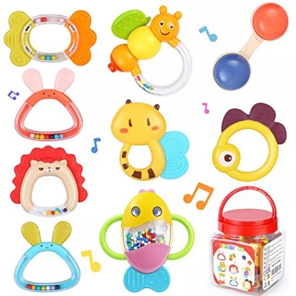 Baby-Rassel-Beißring-Set Baby-Spielzeug Multicolor