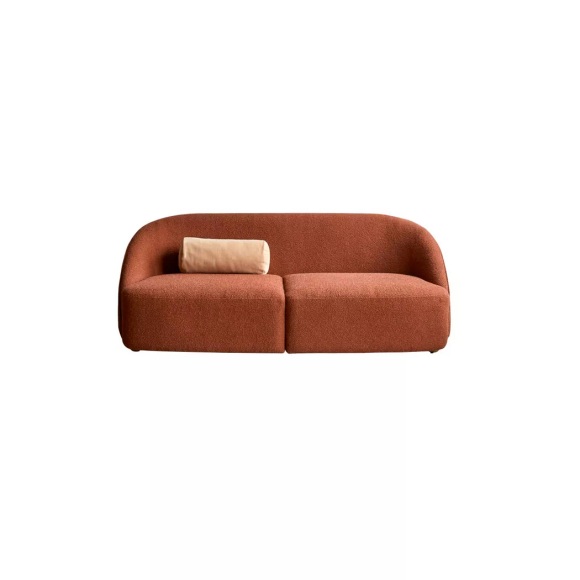 Tikamoon - 2-Sitzer-Sofa mit massivem Akazienholzgestell und terracottafarbenem Stoffbezug Soren, One Size, Erdbraun