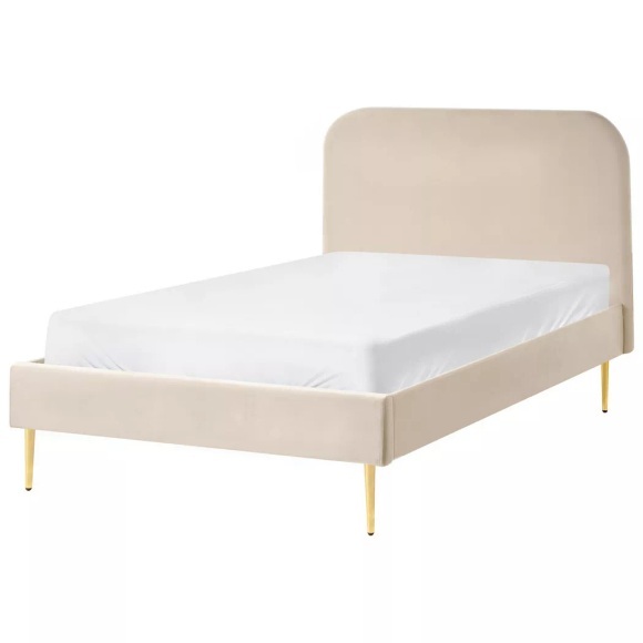Beliani - Bett mit Lattenrost aus Samtstoff Skandinavisch FLAYAT, 120X200CM, Offwhite