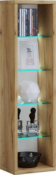MID.YOU Standregal 21/77/20 cm eichefarben, honig , Rasato L , Glas , 4 Fächer , 21x77x20 cm , melaminharzbeschichtet,Nachbildung , 000657018206