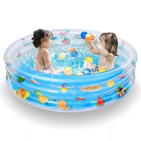 Planschbecken Baby, 2023 Rechteckiges aufblasbares Schwimmbad für Kinder Baby Planschbecken, Ø130 x Multicolor