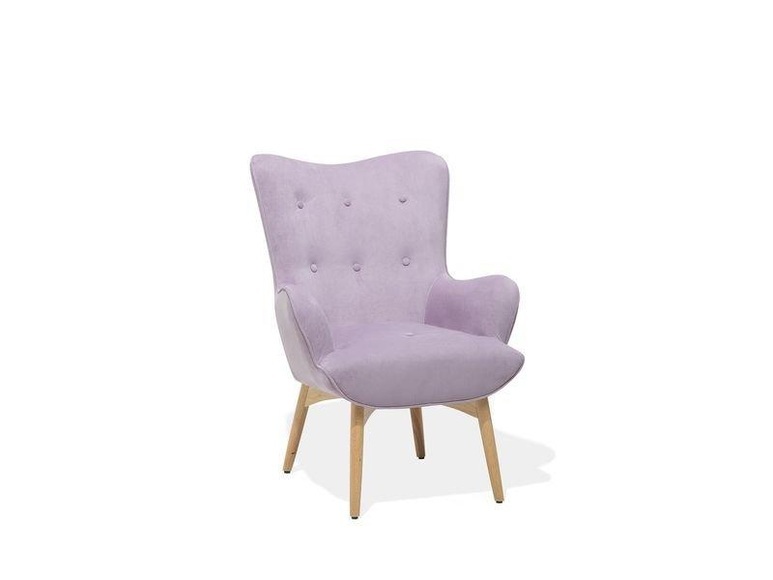 Beliani Sessel Samtstoff rosa plus Hocker VEJLE