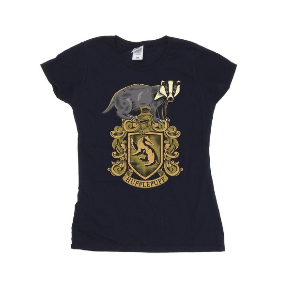 Hufflepuff Sketch Crest Tshirt Aus Baumwolle Damen Marine L