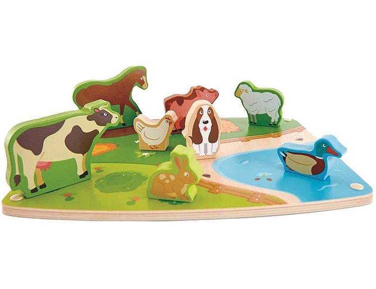 Hape Steckpuzzlespiel BAUERNHOFTIERE 9-teilig