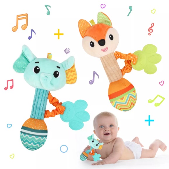 Activity-board - Baby-Rassel, Greifspielzeug zum Rasseln, Baby-Rassel-Spielzeug, Rassel-Baby-Plüschtiere Entwicklung, One Size, Multicolor