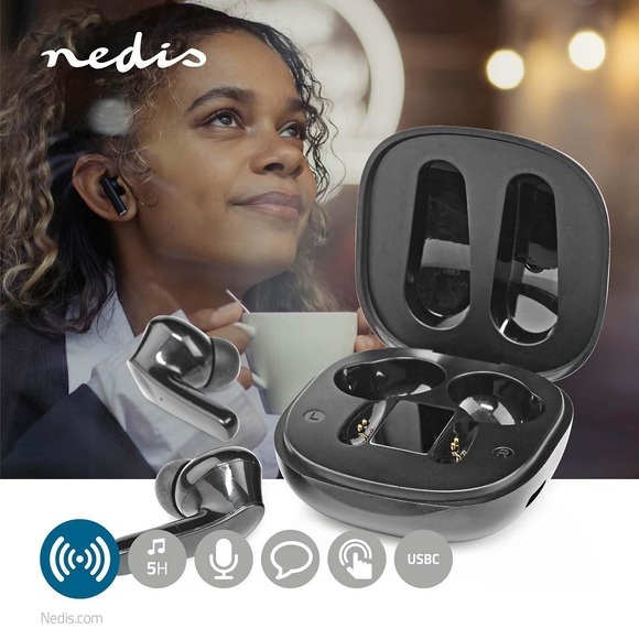 Volle Drahtlose Kopfhörer | Bluetooth® | Maximale Akkulaufzeit: 5 Stunden | Tap -steuerung | Batterie Hölje | Invided Mikrofon | Voice Control Support | Rauschreduktion | Schwarz Unisex 46mm