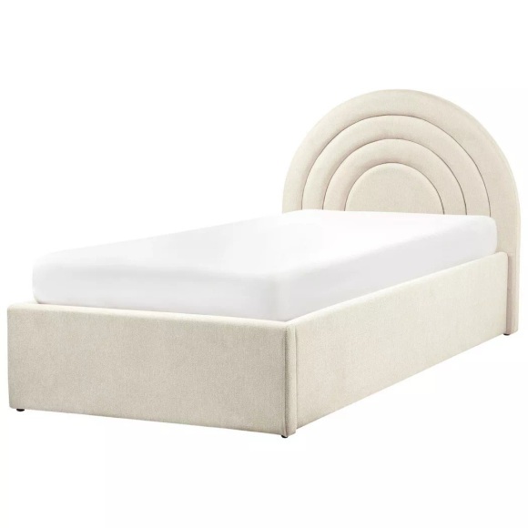 Beliani - Bett mit Stauraum aus Polyester Retro ANET, 90x200 cm, Perle
