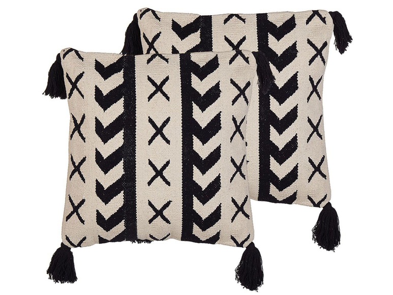 Kissen 2er Set aus Baumwolle Boho DEADNETTLE Kissen 2er Set aus Baumwolle Boho DEADNETTLE