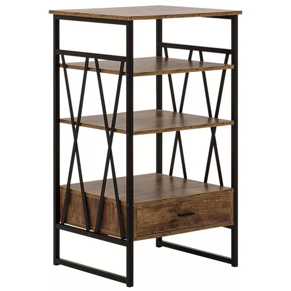 Beliani Regal Holzoptik braun 1 Schublade KEENE