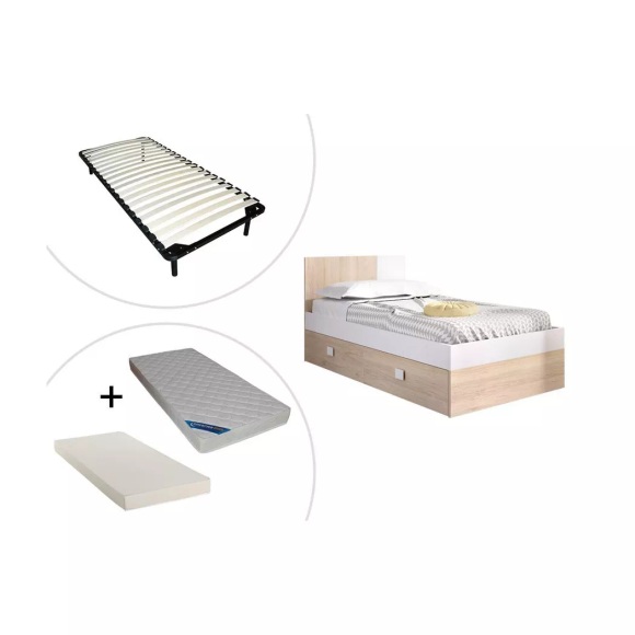 Ausziehbett SONIA 2Eiche + Matratzen + Lattenrost Ausziehbett SONIA 2Eiche + Matratzen + Lattenrost