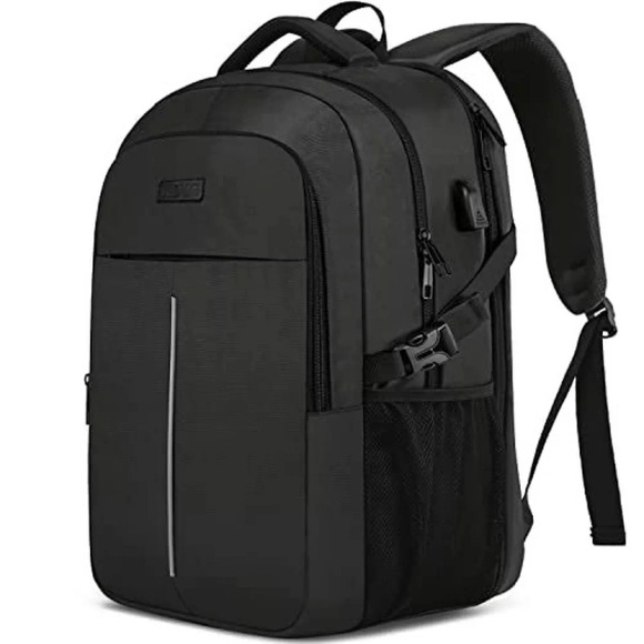 Großer Laptop-rucksack Laptop-tasche Für Die Schule Arbeit Mit Usb-ladeanschluss Wasserdicht Unisex Schwarz ONE SIZE