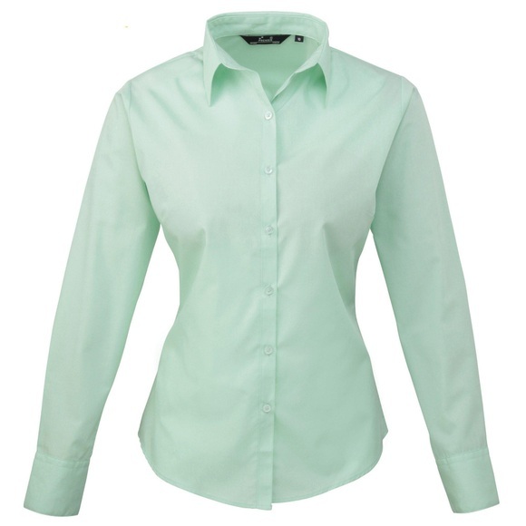 Popeline Bluse Arbeitshemd, Langärmlig Damen Aquamarine 46