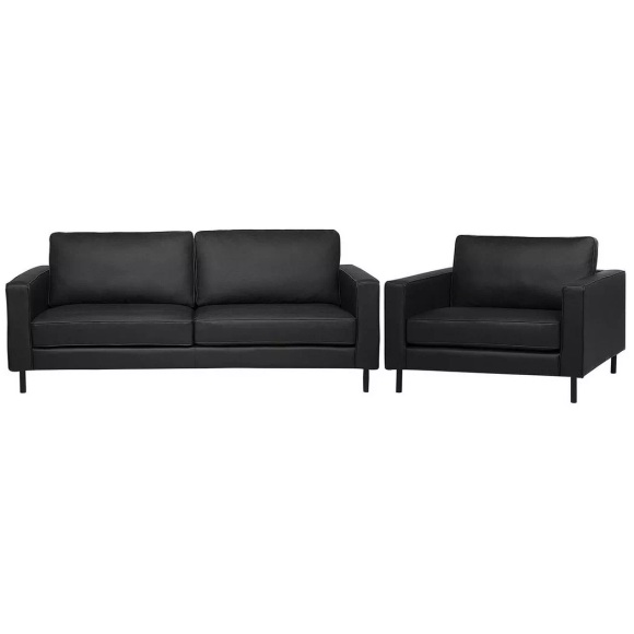 Beliani Sofa Set Leder schwarz 4-Sitzer SAVALEN
