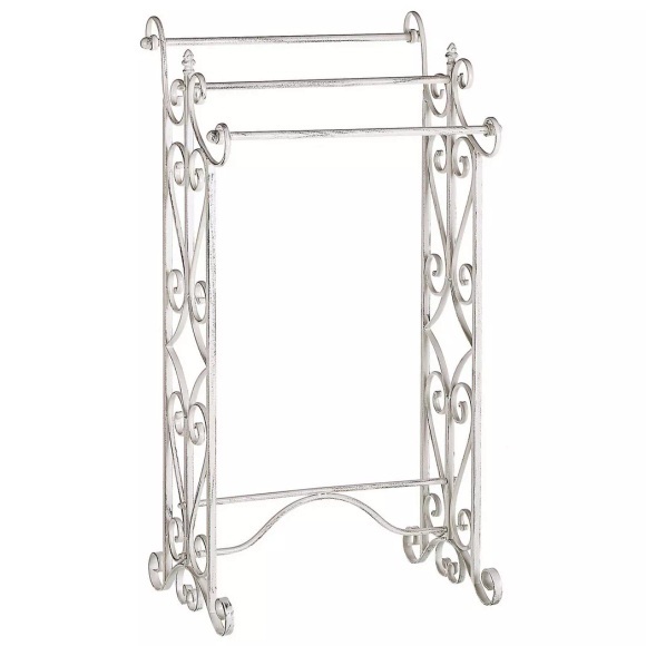 Beliani Handtuchständer Antik Optik weiss 49 x 91 cm freistehend 3 Arme CHILLAN