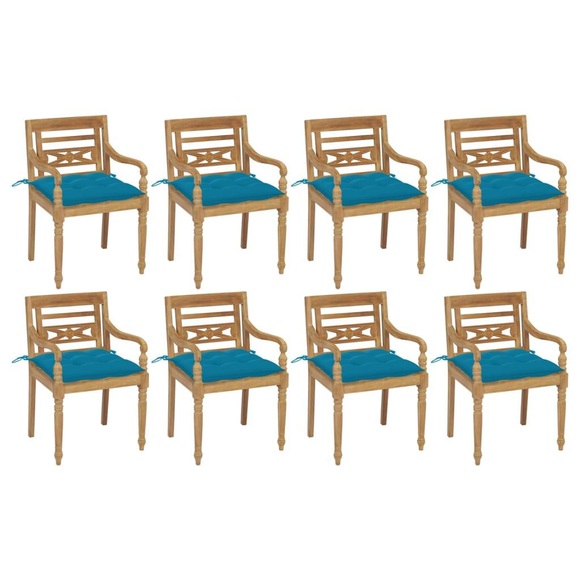 vidaXL Batavia-Stühle mit Kissen 8 Stk. Massivholz Teak