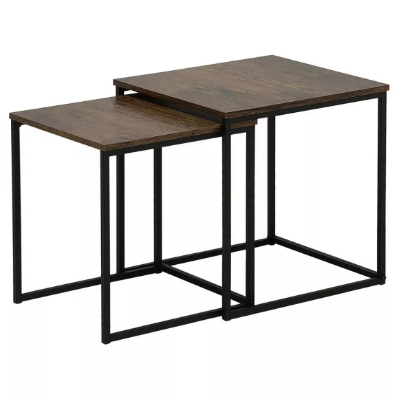 Beliani Beistelltisch 2er Set vintage/schwarz DENNY