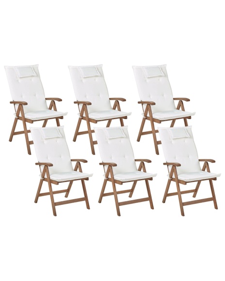 Set mit 6 Stühlen aus Akazienholz Rustikal AMANTEA Set mit 6 Stühlen aus Akazienholz Rustikal AMANTEA