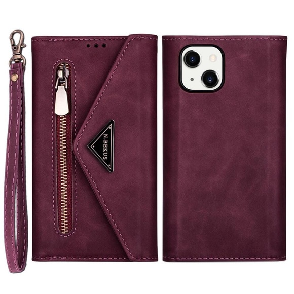 iPhone 14 - Brieftaschen Hülle wein