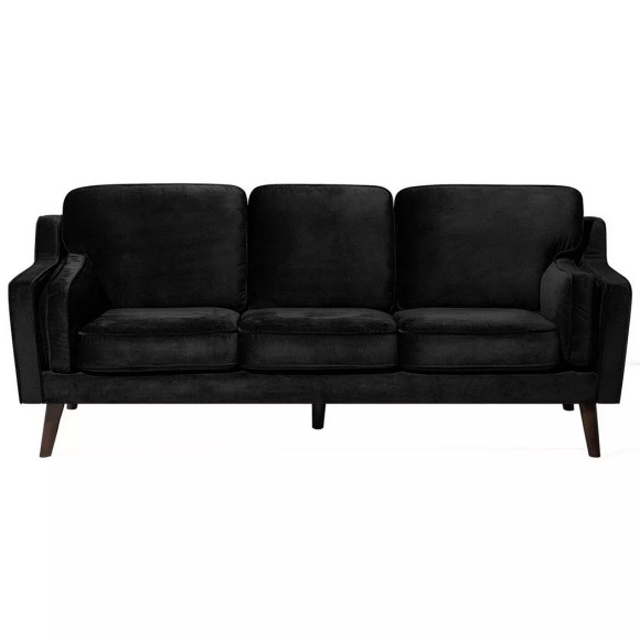 Beliani 3-Sitzer Sofa Samtstoff schwarz LOKKA