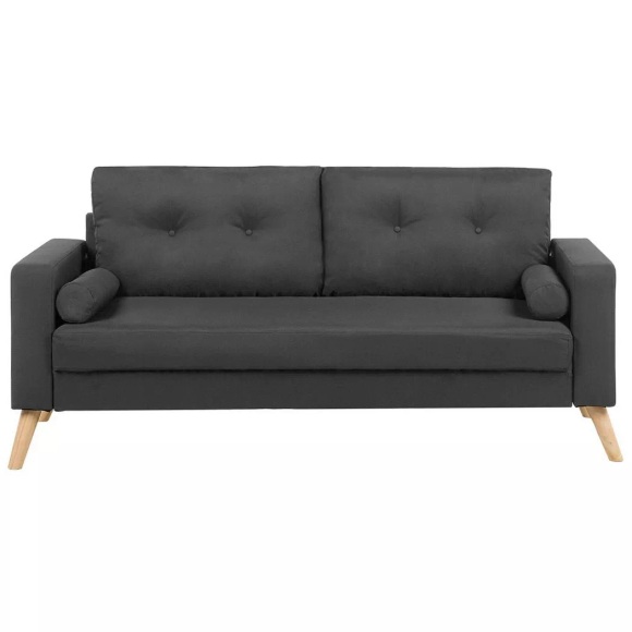 Beliani 2-Sitzer Sofa Polsterbezug dunkelgrau KALMAR