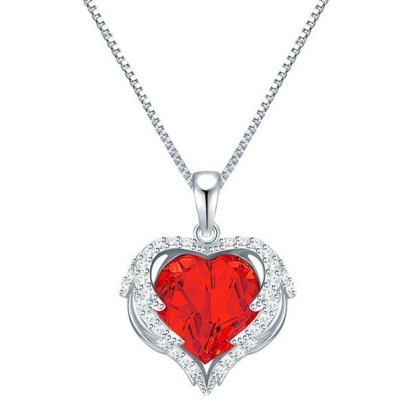 Kette Mit Anhänger Sterling Silber Verziert Mit Kristallen Von Swarovski® Heller Siam Weiß Damen Silber 45cm