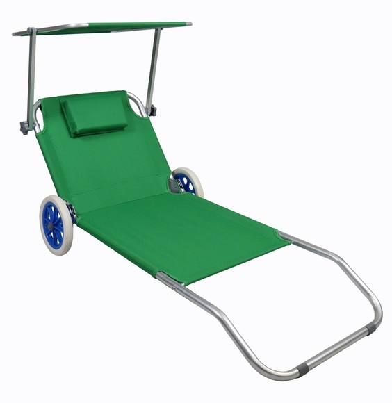 MID.YOU Gartenliege 165/16/65 cm , Garten- Sonnenliege Rollbar , Metall, Textil , 165x16x65 cm , verstellbares Dach, klappbar, Rückenlehne verstellbar , 000657022204
