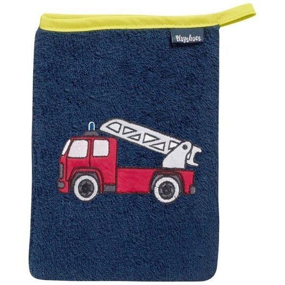 Playshoes Frottee-Waschhandschuh Feuerwehr marine