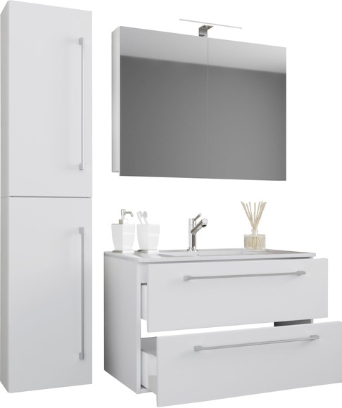 MID.YOU Badezimmer 61 cm , Badinos , Weiss , Metall , 2,2 Schubladen , 61 cm , melaminharzbeschichtet,Nachbildung , hängend , 000657023326