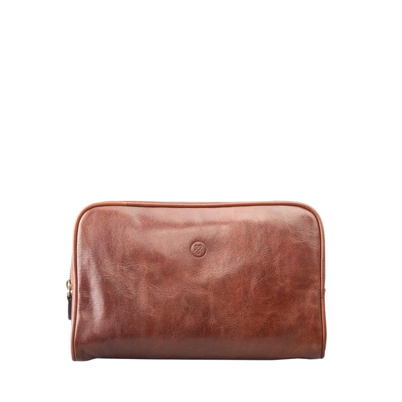 Maxwell Scott Raffaelle - Leder-Kulturbeutel in Cognac-Braun