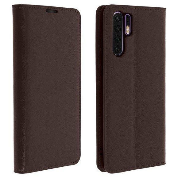 Avizar Tragetasche für Huawei P30 Pro - braun Leder Buch Geschäftsfall