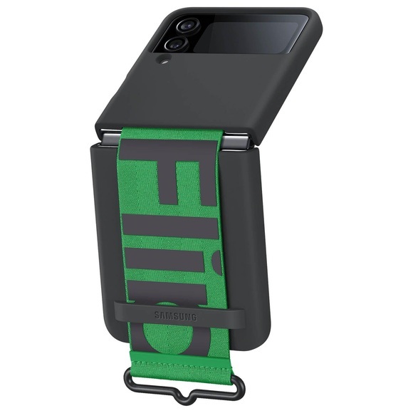 Samsung Galaxy Z Flip4 Silicone Cover with Strap - Black Hülle
