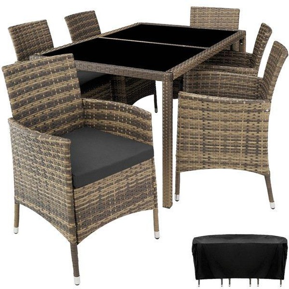 Rattan Sitzgruppe 6+1 mit Schutzhülle Rattan Sitzgruppe 6+1 mit Schutzhülle