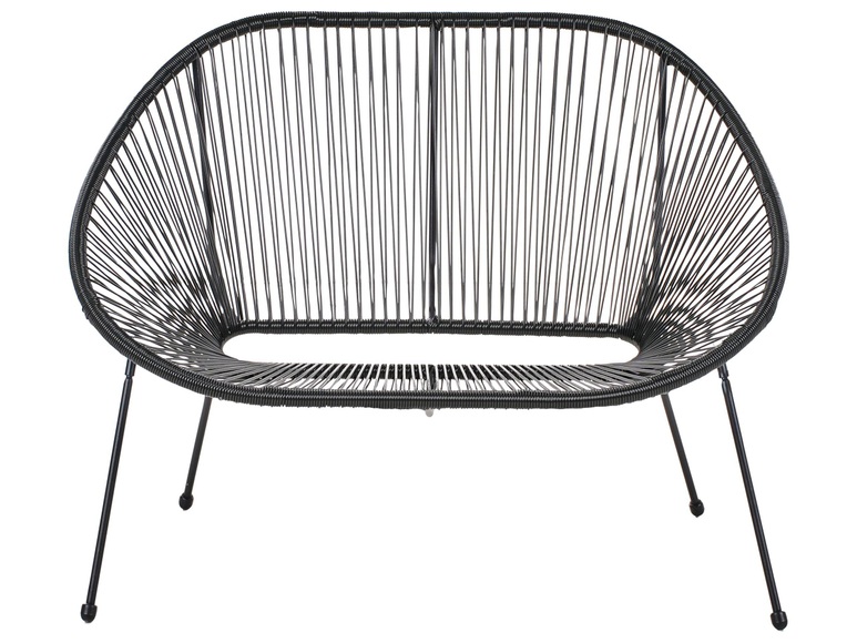 Beliani Gartenbank Rattan schwarz 114 cm ACAPULCO