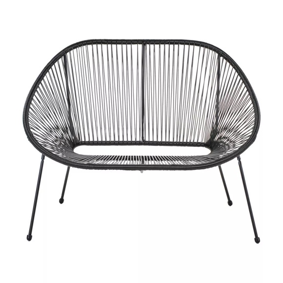 Beliani Gartenbank Rattan schwarz 114 cm ACAPULCO
