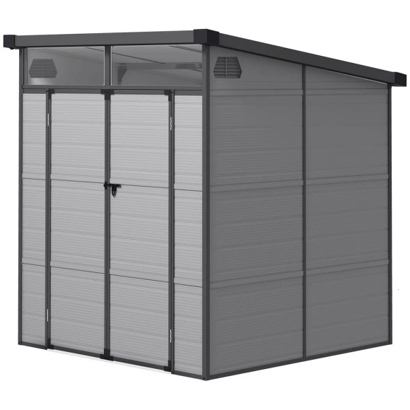 Northio - Gerätehaus Kunststoff 3,24m³ 190x191x215cm Geräteschuppen mit Pultdach, Abschließbarer Tür, wetterfest Gartenhaus, Outdoor Garten Schuppen Schrank für Hinterhof, Außenbereich, Hellgrau Aosom, One Size