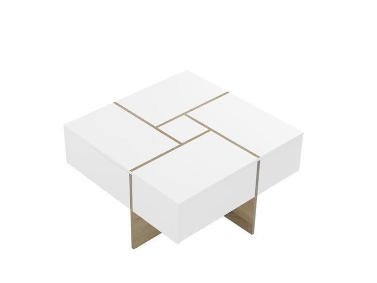 Couchtisch mit 4 Schubladen - MDF - Naturfarben & Weiß lackiert - CORLY Couchtisch mit 4 Schubladen - MDF - Naturfarben & Weiß lackiert - CORLY
