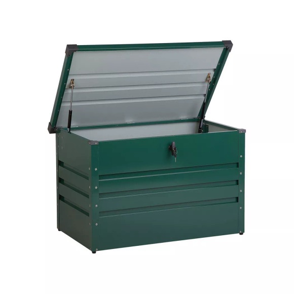 Beliani Auflagenbox Stahl dunkelgrün 100 x 62 cm CEBROSA