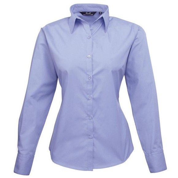 Popeline Bluse Arbeitshemd Damen Blau 42