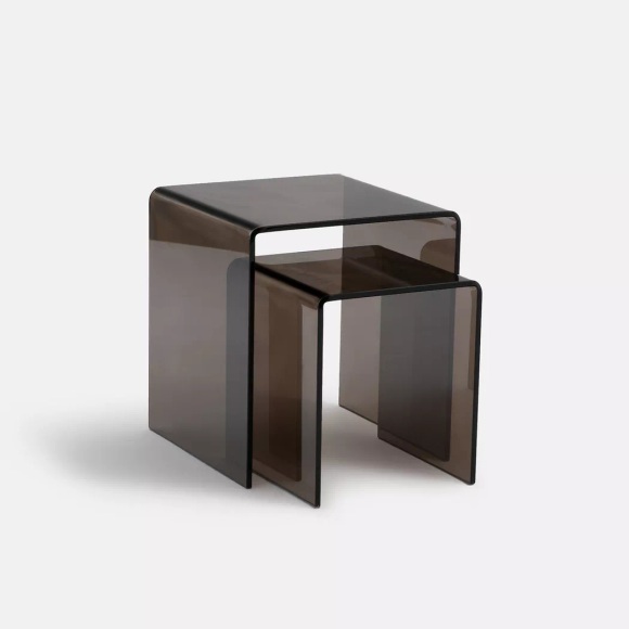 La Redoute Intérieurs - Set Joan mit 2 ausziehbaren Beistelltischen aus gehärtetem Glas, One Size, Braun